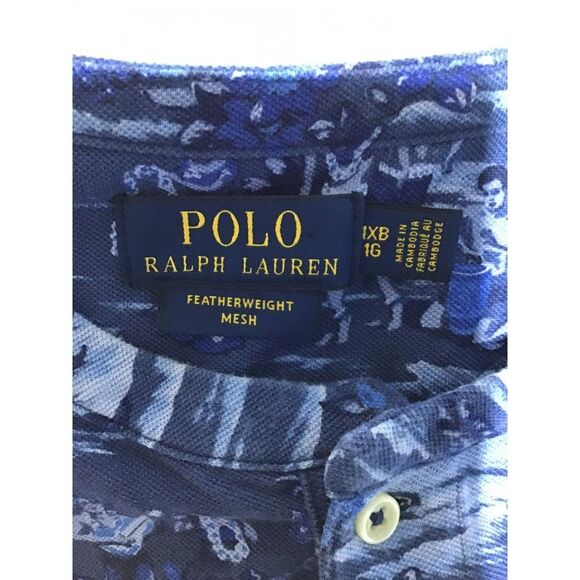 Polo Ralph Lauren Blue Mesh Hawaiian Cotton Shirt 1X Mens - Picture 3 of 7